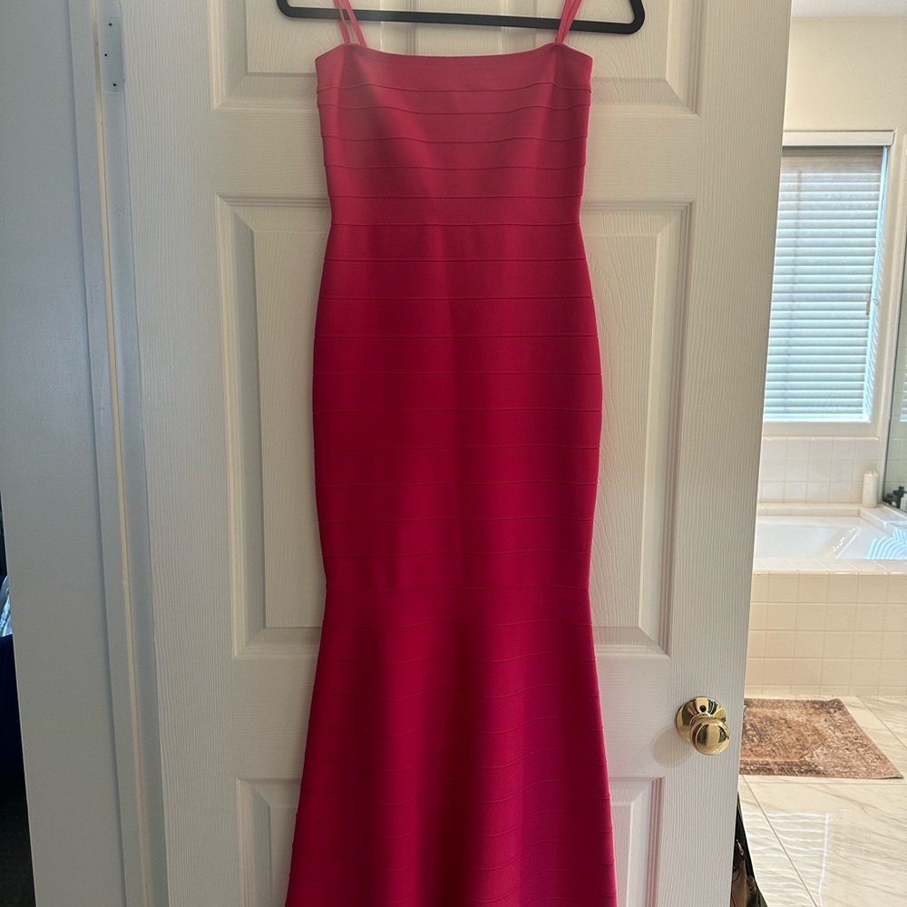 Bebe fuschia strapless gown